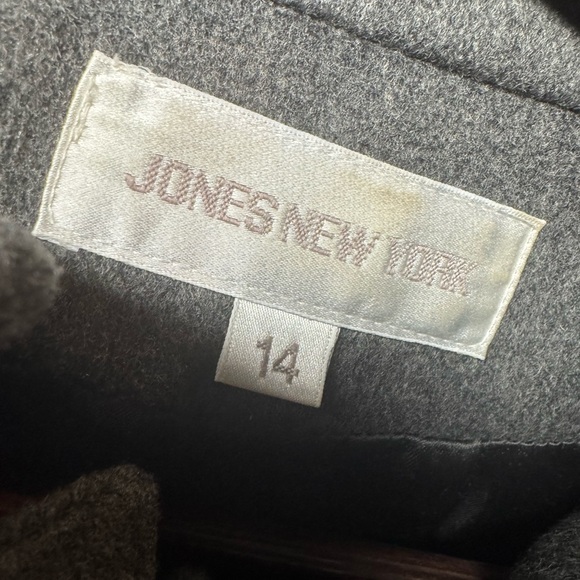 Jones New York Long Grey Wool Coat – Size 14 - Picture 4 of 4